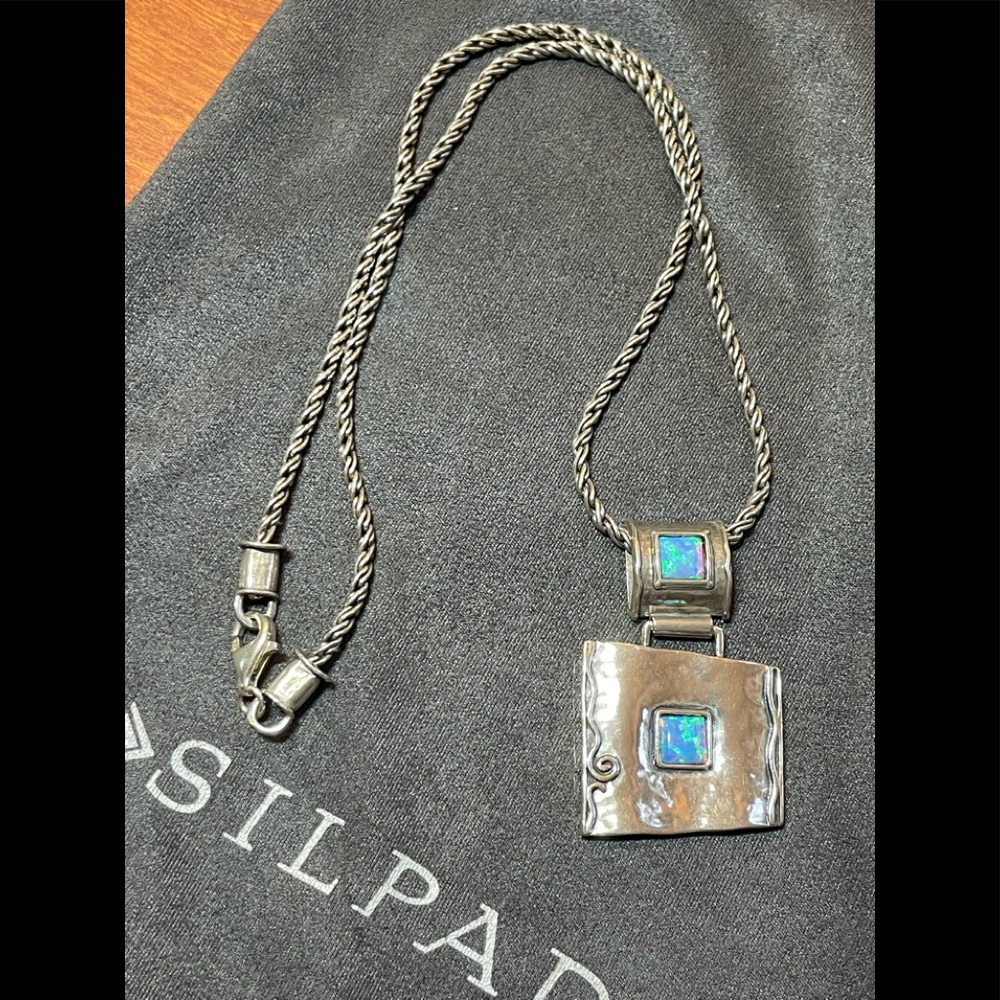 Rare Silpada faux blue opal pendant N0951 2004-2005 catalog - Picture 4 of 6